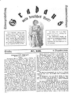 Gradaus mein deutsches Volk!! (Allerneueste Nachrichten oder Münchener Neuigkeits-Kourier) Samstag 8. Dezember 1849