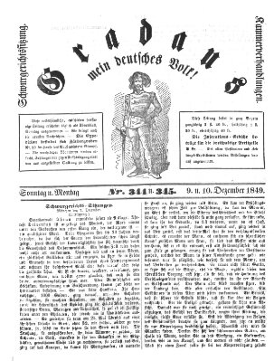 Gradaus mein deutsches Volk!! (Allerneueste Nachrichten oder Münchener Neuigkeits-Kourier) Sonntag 9. Dezember 1849