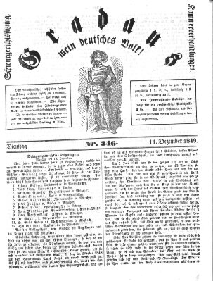 Gradaus mein deutsches Volk!! (Allerneueste Nachrichten oder Münchener Neuigkeits-Kourier) Dienstag 11. Dezember 1849