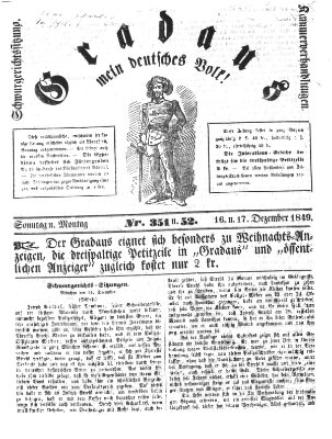 Gradaus mein deutsches Volk!! (Allerneueste Nachrichten oder Münchener Neuigkeits-Kourier) Montag 17. Dezember 1849