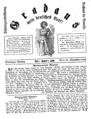 Gradaus mein deutsches Volk!! (Allerneueste Nachrichten oder Münchener Neuigkeits-Kourier) Sonntag 23. Dezember 1849