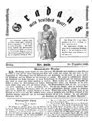 Gradaus mein deutsches Volk!! (Allerneueste Nachrichten oder Münchener Neuigkeits-Kourier) Freitag 28. Dezember 1849