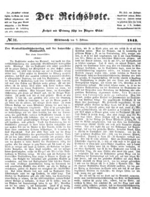 Der Reichsbote Mittwoch 7. Februar 1849