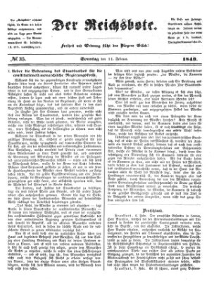 Der Reichsbote Sonntag 11. Februar 1849