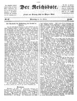 Der Reichsbote Sonntag 25. Februar 1849