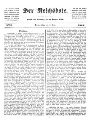 Der Reichsbote Donnerstag 19. April 1849