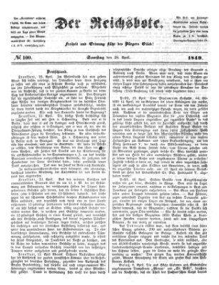 Der Reichsbote Samstag 28. April 1849