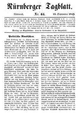 Nürnberger Tagblatt Mittwoch 13. September 1848