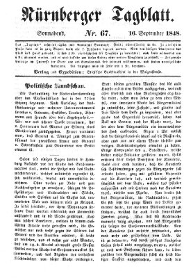 Nürnberger Tagblatt Samstag 16. September 1848