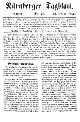 Nürnberger Tagblatt Mittwoch 27. September 1848