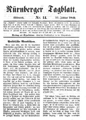 Nürnberger Tagblatt Mittwoch 17. Januar 1849