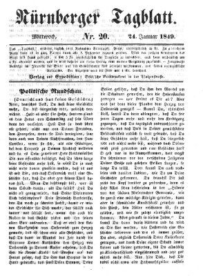 Nürnberger Tagblatt Mittwoch 24. Januar 1849