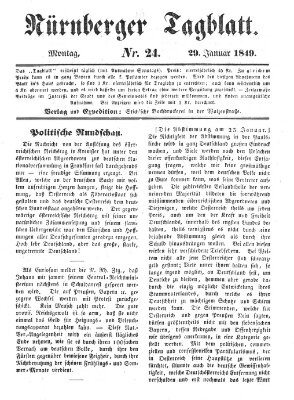 Nürnberger Tagblatt Montag 29. Januar 1849