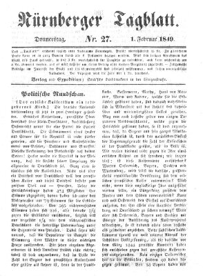 Nürnberger Tagblatt Donnerstag 1. Februar 1849