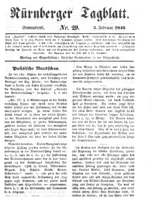 Nürnberger Tagblatt Samstag 3. Februar 1849