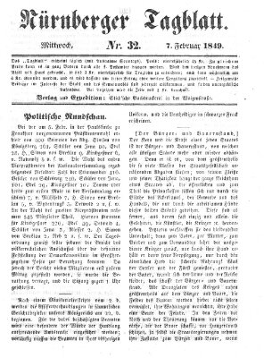 Nürnberger Tagblatt Mittwoch 7. Februar 1849