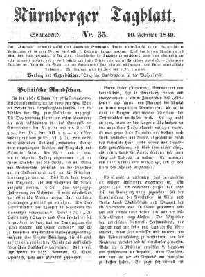 Nürnberger Tagblatt Samstag 10. Februar 1849