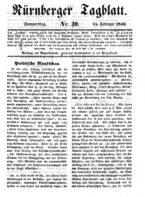 Nürnberger Tagblatt Donnerstag 15. Februar 1849