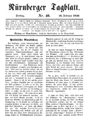 Nürnberger Tagblatt Freitag 16. Februar 1849