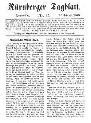 Nürnberger Tagblatt Donnerstag 22. Februar 1849