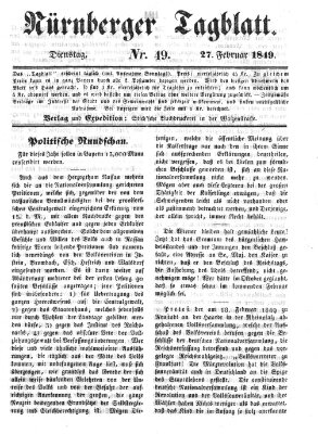 Nürnberger Tagblatt Dienstag 27. Februar 1849