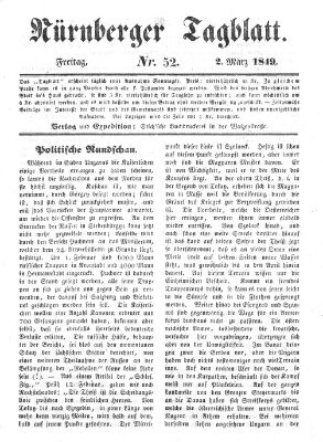 Nürnberger Tagblatt Freitag 2. März 1849