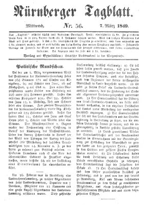 Nürnberger Tagblatt Mittwoch 7. März 1849