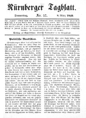 Nürnberger Tagblatt Donnerstag 8. März 1849