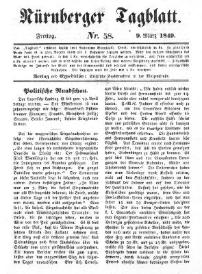 Nürnberger Tagblatt Freitag 9. März 1849