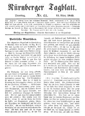 Nürnberger Tagblatt Dienstag 13. März 1849