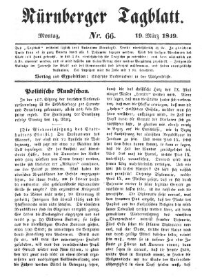 Nürnberger Tagblatt Montag 19. März 1849