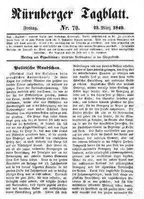 Nürnberger Tagblatt Freitag 23. März 1849