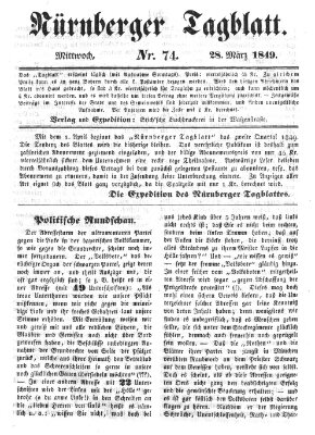 Nürnberger Tagblatt Mittwoch 28. März 1849