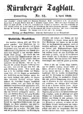 Nürnberger Tagblatt Donnerstag 5. April 1849