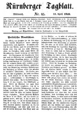 Nürnberger Tagblatt Mittwoch 11. April 1849