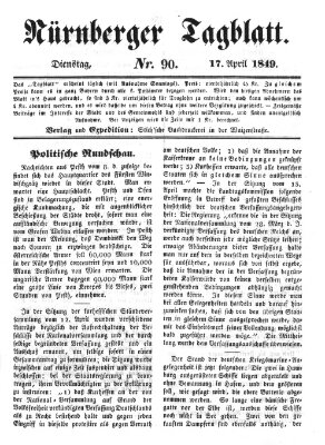 Nürnberger Tagblatt Dienstag 17. April 1849