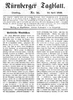 Nürnberger Tagblatt Dienstag 24. April 1849