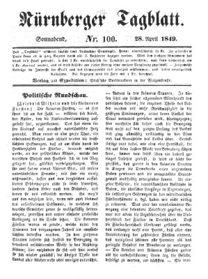 Nürnberger Tagblatt Samstag 28. April 1849