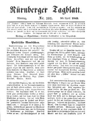 Nürnberger Tagblatt Montag 30. April 1849