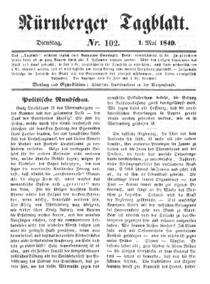 Nürnberger Tagblatt Dienstag 1. Mai 1849