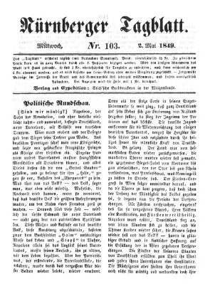 Nürnberger Tagblatt Mittwoch 2. Mai 1849