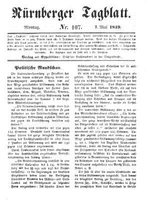 Nürnberger Tagblatt Montag 7. Mai 1849