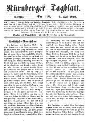 Nürnberger Tagblatt Montag 21. Mai 1849