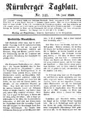 Nürnberger Tagblatt Montag 18. Juni 1849