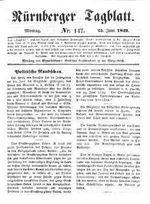 Nürnberger Tagblatt Montag 25. Juni 1849