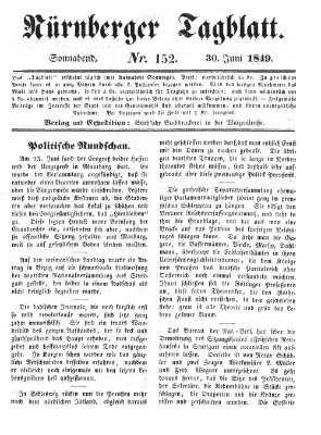 Nürnberger Tagblatt Samstag 30. Juni 1849