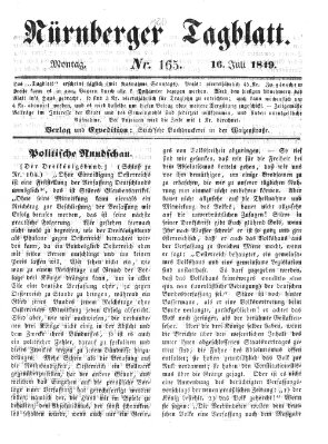 Nürnberger Tagblatt Montag 16. Juli 1849