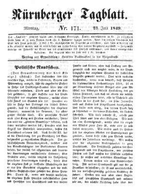 Nürnberger Tagblatt Montag 23. Juli 1849