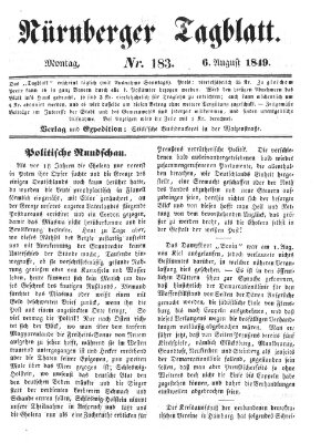 Nürnberger Tagblatt Montag 6. August 1849