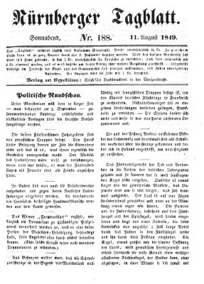 Nürnberger Tagblatt Samstag 11. August 1849